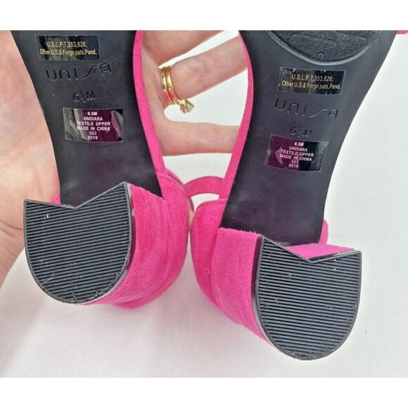 Unisa UnDiara Sandals Pink Fuchsia Ruffle Ankle Strap Heel Barbie BratzSz 6.5 M - Picture 13 of 16